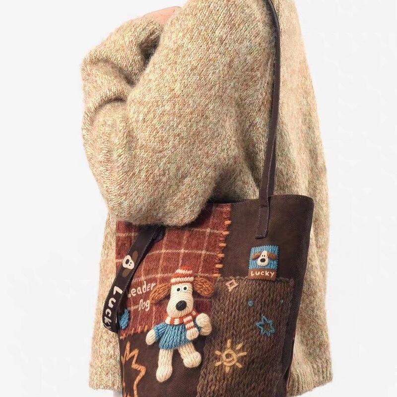 Mingyue Zhangmen Dog Water Bucket Bag Women's New Crossbody Canvas Bag Large Capacity Shoulder Tote Bag Commuting Casual G3 Mingyue Zhangmen Dog Water Bucket Bag Women's New Crossbody Canvas Bag Large Capacity Shoulder Tote Bag Commuting Casual G3