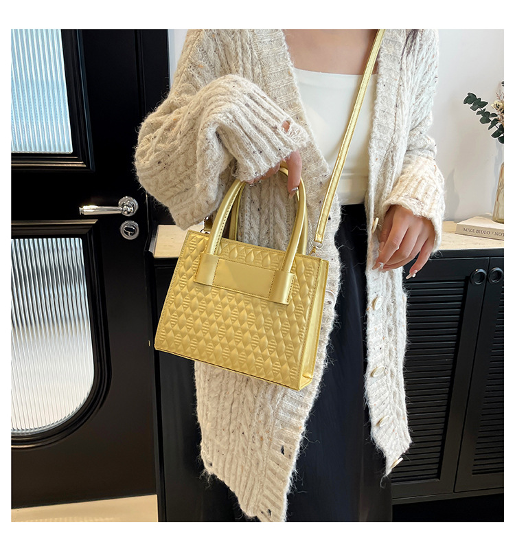 Leisure for women 2024 new item, niche simple diamond grid handbag, fashionable and popular single shoulder crossbody_voghion.com
