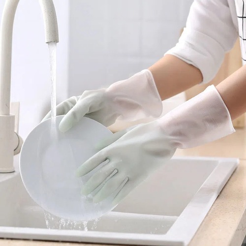 Dishwashing gloves for women, durable household kitchen latex thickening cleaning artifact housework laundry rubber leather waterproof