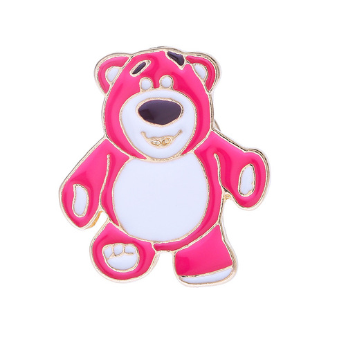 Japanese and Korean cartoon brooch cute cartoon strawberry bear alloy oil drop badge for men and women personalized accessories direct factory supply