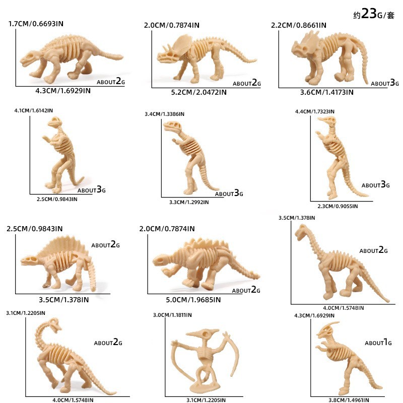 Modelos de esqueletos de dinosaurios arqueológicos para armar, cuidadosamente seleccionados, 12 tipos de modelos de esqueletos de dinosaurios, juguetes para puestos callejeros, juguetes de modelos de dinosaurios realistas.