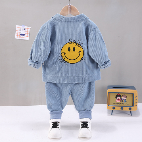 Boys' corduroy baby spring suit 0-1-3-5 years old baby fashionable spring and autumn three-piece trendy suit