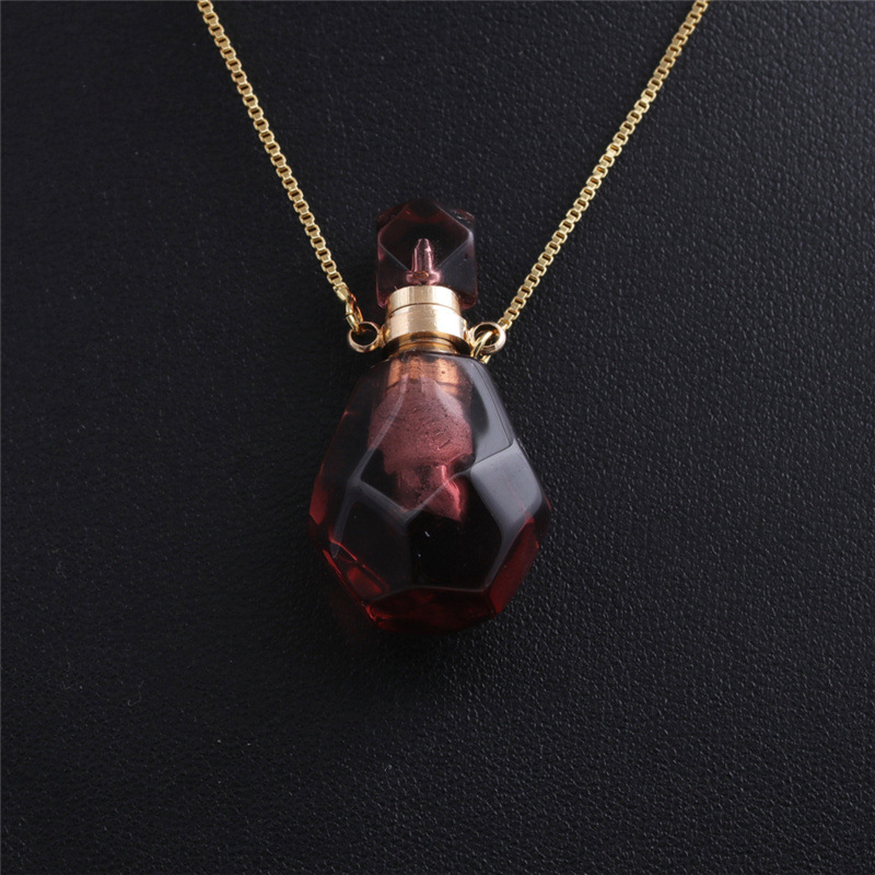 Fashion Semi-precious Stone Flame-shaped Perfume Bottle Alloy Necklace Wholesale display picture 7