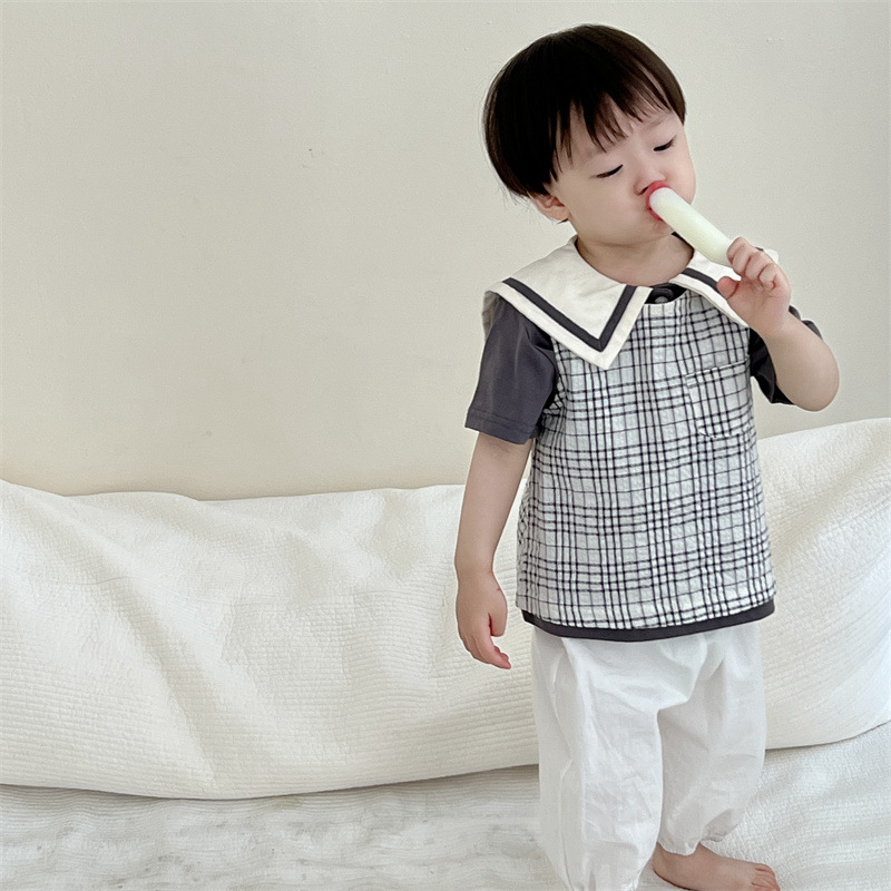 Bebé de verano delgado ropa de verano para niños 2024 ropa de verano coreana para niños set de solapa