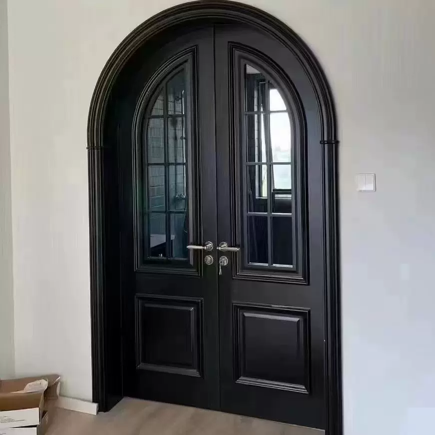 广东佛山实木门门烤漆吊趟门非标圆弧花园入户门定制防盗门平移门