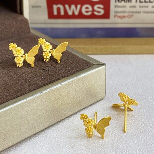 Water Shell Genuine Gold Spot Wholesale 5g Gold Earrings 999 Pure Gold Fashion Butterfly Gold Earrings Gift