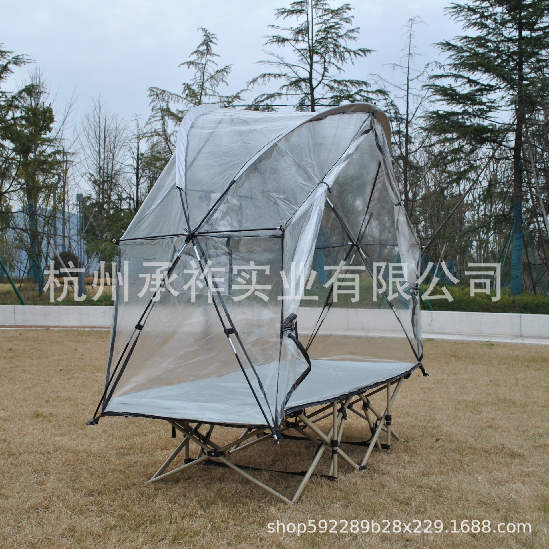 Transparente PVC calor a prueba de viento frío sala de sol campamento al aire libre marcha cama de campamento individual no incluye cama
