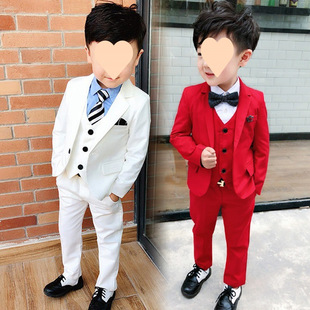 Boys' Suit Set for Spring and Autumn, British-Style Flower Boy, Baby's First Birthday Outfit, Children's Wedding Small Suit, Handsome Little Boy