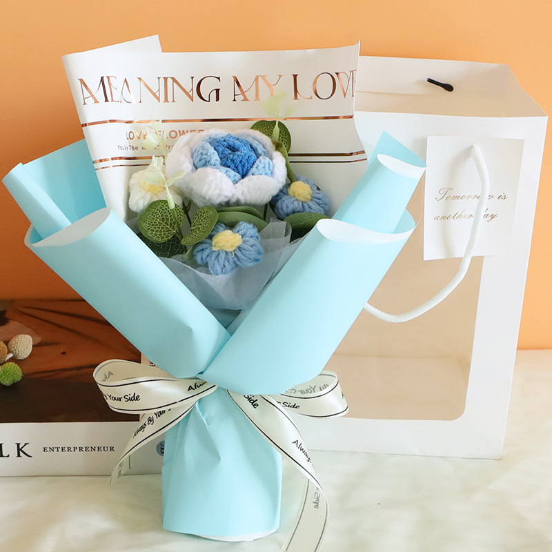 Blue Korean Wool Rose Color + Window Tote Bag
