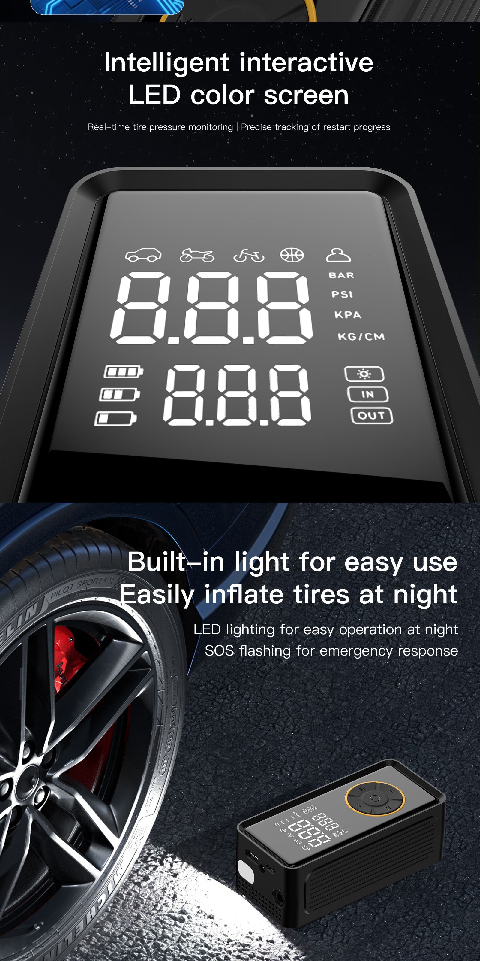 Wireless Car Air Pump Electric Intelligent Portable Car Bicycle Air Pump