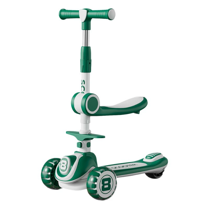 Детский самокат три-в-одном трехколесный флеш-музыкальный самокат складной одноногий Педальный детский шкив