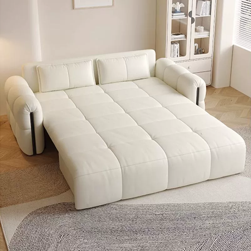 Jianyou Mei Smart кожаный электрический диван-кровать многофункциональный складной телескопический двойной минималистский кремовый ветер небольшой тип