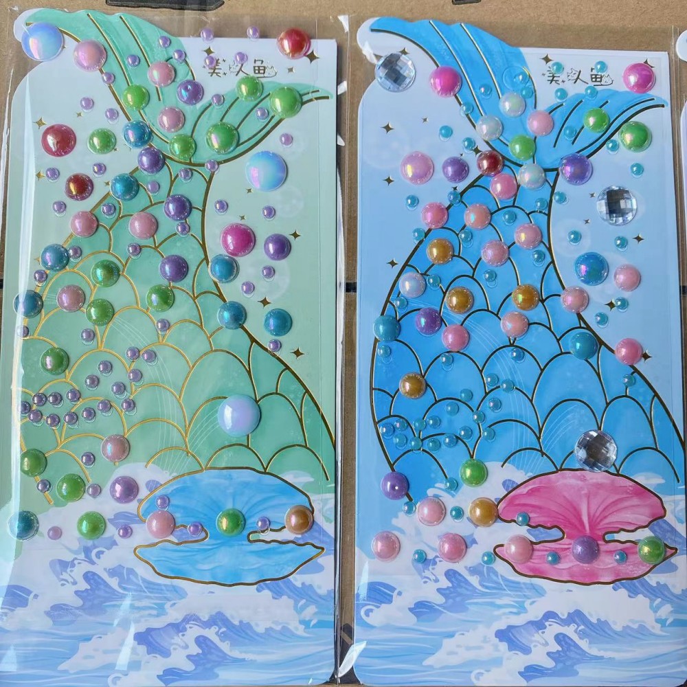 Mermaid Crystal Diamond rhinestone Pegatinas de Gema para niños decoración 3D pasta tridimensional juguetes para niños al por mayor