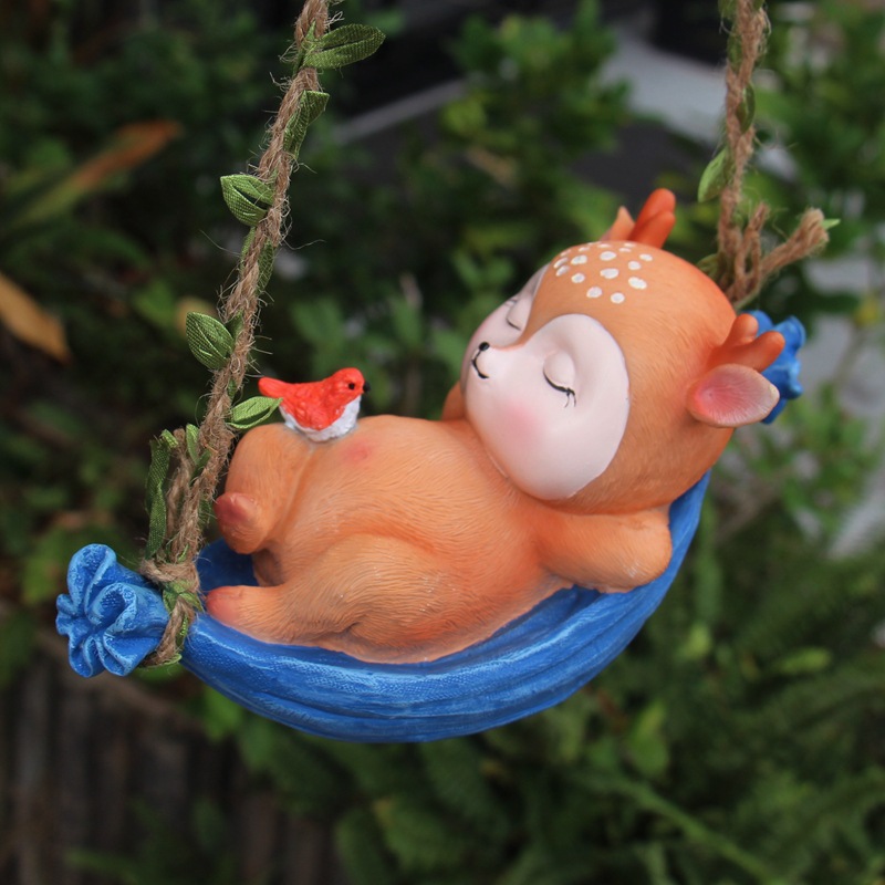 Jardín balcón Flor de jardinería al aire libre decoración colgante Bunny Swing árbol animal colgante B & B Decoración