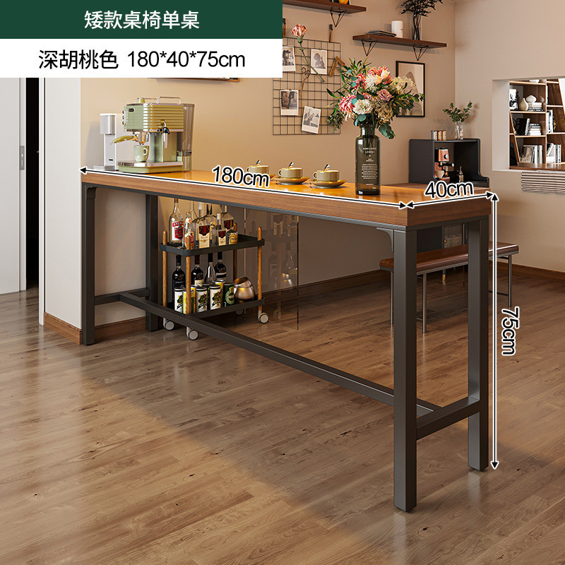 Mesa de bar de madera maciza, partición de pared para el hogar, mesa estrecha, mesa de comedor larga, sala de estar, esquina de café, balcón, estante