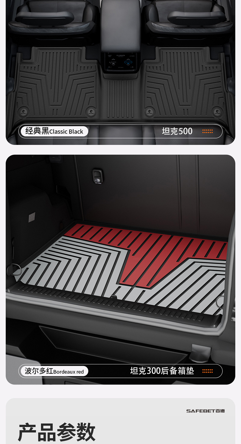 Tank 300L, Tank 400, Tank 500, Tank 700 Special Vehicle-Specific Colorful Tpe Car Floor Mats and Interior Accessories