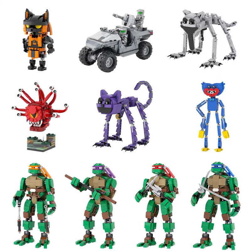 Chinese Building Blocks Moc Creative Series Teenage Mutant Ninja Turtles Da Vinci Poppy's Playtime Assembled Building Block Model