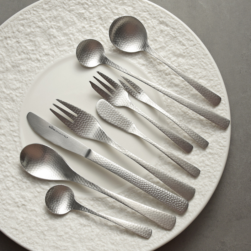 Japanese-style Hammer Pattern Fog Noodles Western-style Tableware Knife and Fork suit Knife and Fork Spoon Snwere Tea Spoon Steak Knife and Fork Spoon Spoon Spoon