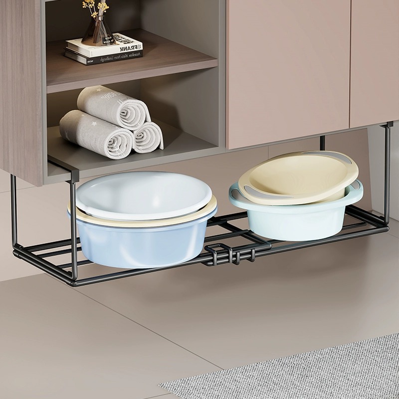 Hole-free hanging retractable washbasin rack iron bathroom storage…