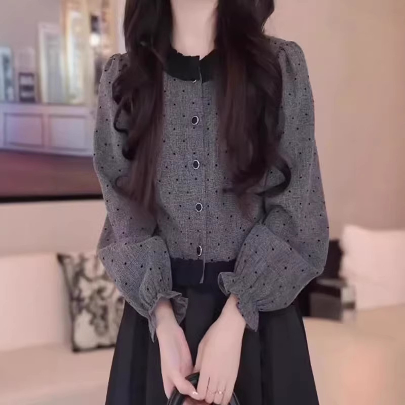 高级感木耳边衬衫女春秋季2026新款时髦优雅风上衣宽松百搭衬衣