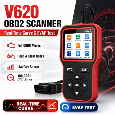 V620 car fault detector diagnostic device OBD2 decoder eraser universal display screen precise decoding (Other vehicle instruments) - red