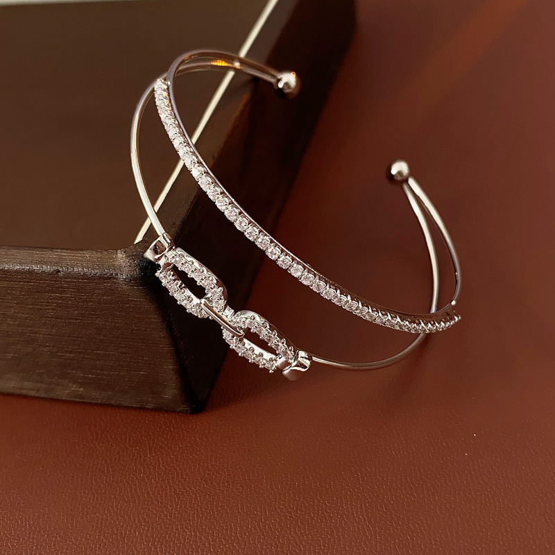 88# Open Bracelet-Silver-Glasses Frame Pig Nose