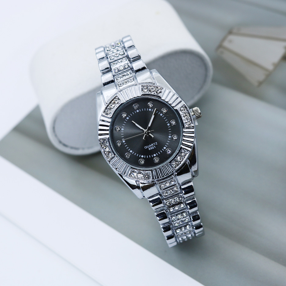 Cross-Border Hot Selling Watch for Female Students with Diamond Steel Straps Simple and Exquisite Women's Watch Wholesale Men's Quartz Watch