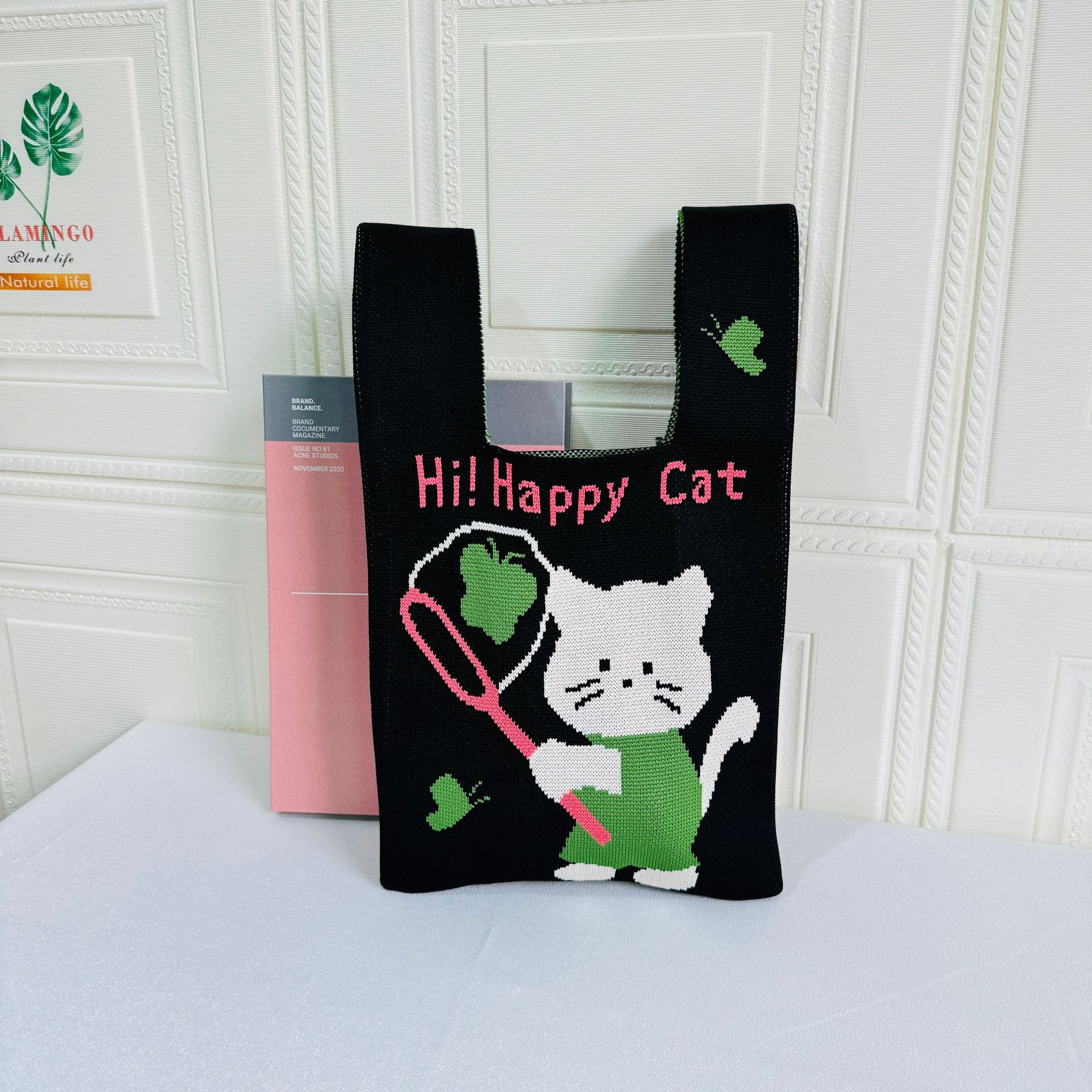 2024 Spring New Korean Style Unique Design Cute Cat Handbag Suitable for Outdoor Versatile Large Capacity Small Square Bag for Women