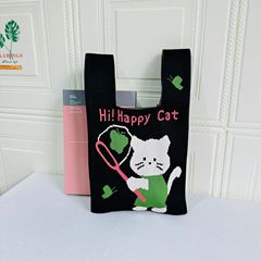 2024 Spring New Korean Style Unique Design Cute Cat Handbag Suitable for Outdoor Versatile Large Capacity Small Square Bag for Women