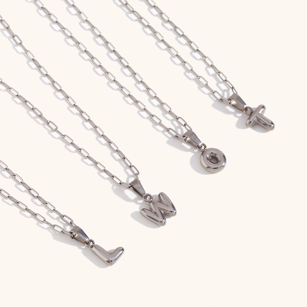 0.03µm-0.05µm Gold Plating Thickness PVD Coated Real Gold Plated Letter Stainless Steel Titanium Steel Simple Style Commute Waterproof Non Tarnish Stainless Steel Pendant Necklace
