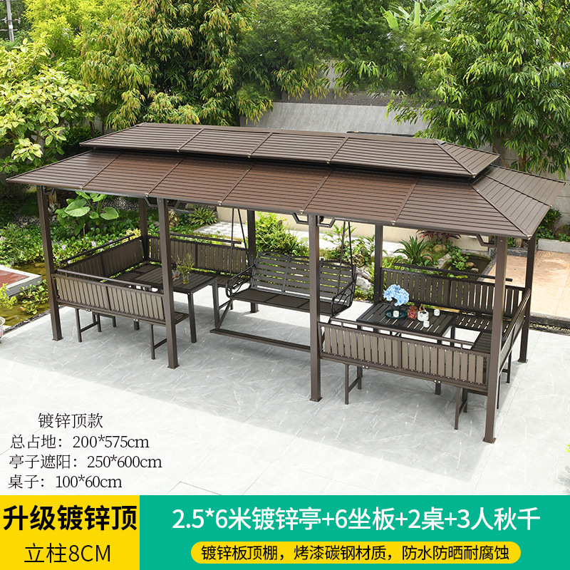 Pabellón al aire libre techo galvanizado pabellón tienda de campaña villa patio jardín terraza punto escénico ocio sombrilla gran cobertizo