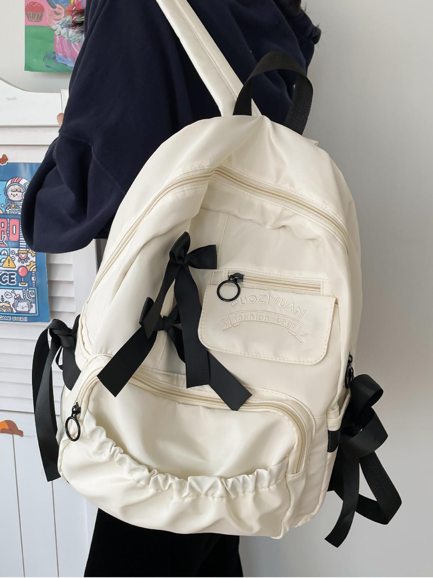 Bolsa escolar de estudiantes universitarios de gran capacidad de mujeres, mochila de la escuela secundaria de color sólido, mochila universitaria