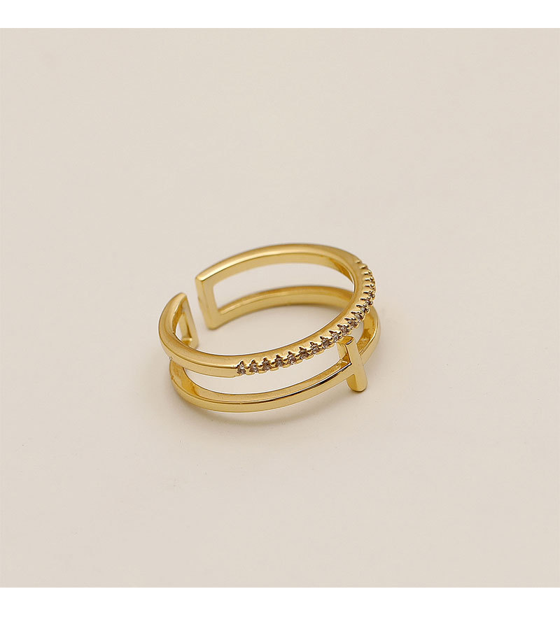 Fashion Geometric Alloy Copper Plating Rhinestones 14k Gold Plated Women's Open Ring display picture 3