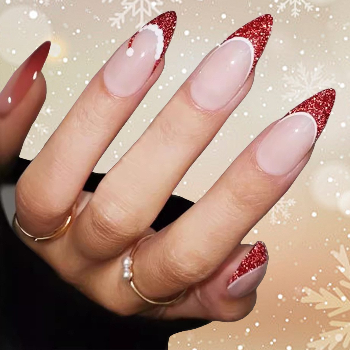 Uña de almendra desmontable negra borde francés minimalista moda manicura falsa parche de uñas al por mayor