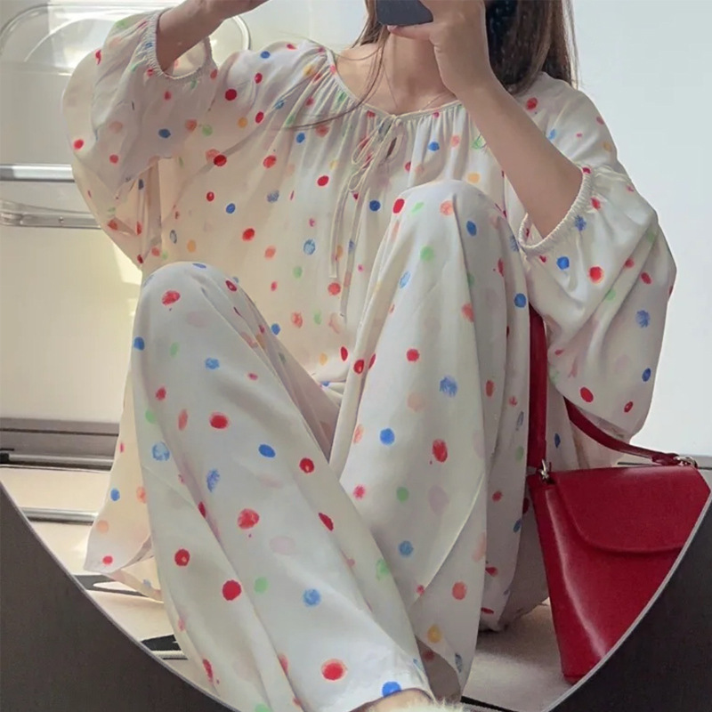 2026 New Cotton Silk Lazy Style Pajamas for Women, Thin Pullover Pajama Set, Chinese Style Home Wear, Fashionable 2026 New Cotton Silk Lazy Style Pajamas for Women, Thin Pullover Pajama Set, Chinese Style Home Wear, Fashionable