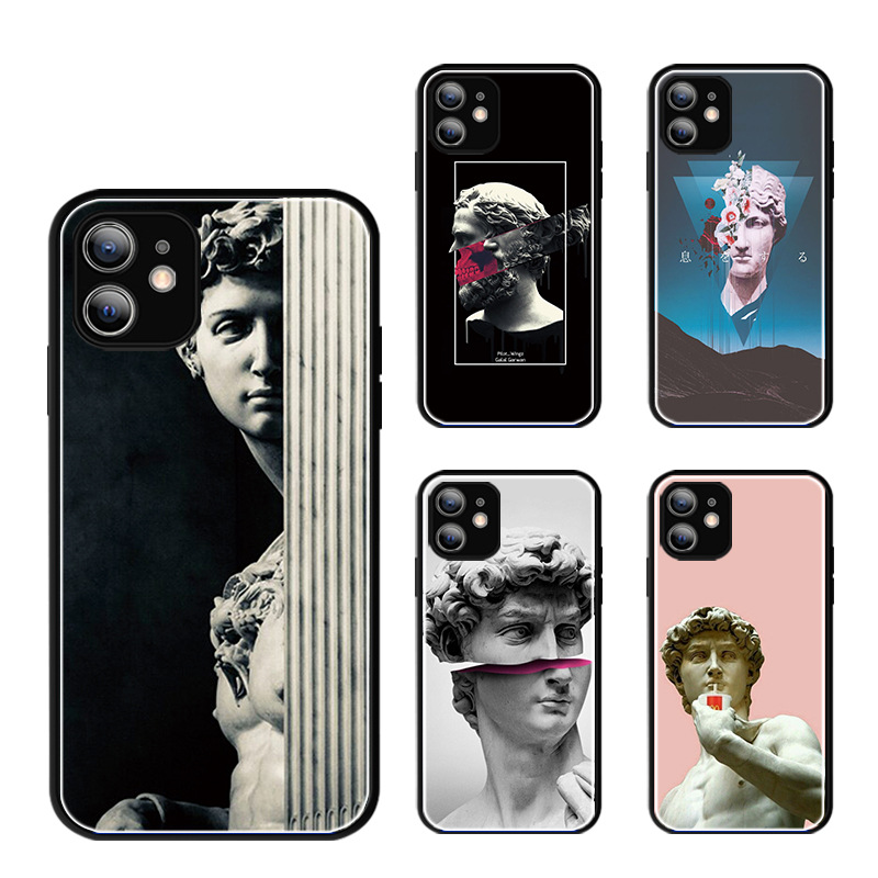 Art adapté à la parodie de téléphone Apple 13 Pro Max iPhone 12, étui de protection en verre peint_voghion.com