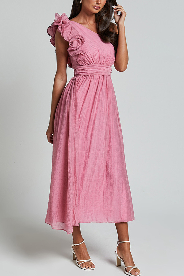 Beach Occasion Oblique collar Neckline Wholesale Women's Sexy Solid Color Beach Oblique Collar Sleeveless Sheath Dress