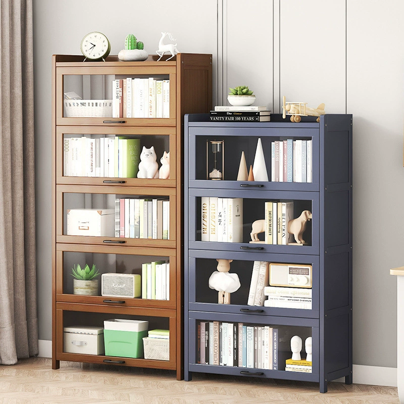 Книжный шкаф с дверцей, книжная полка, напольная студенческая многослойная стойка для хранения, бытовая простая компактная пылезащитная кухонная стойка для хранения