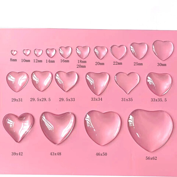 Glass transparent fridge magnet heart shaped for manicure
