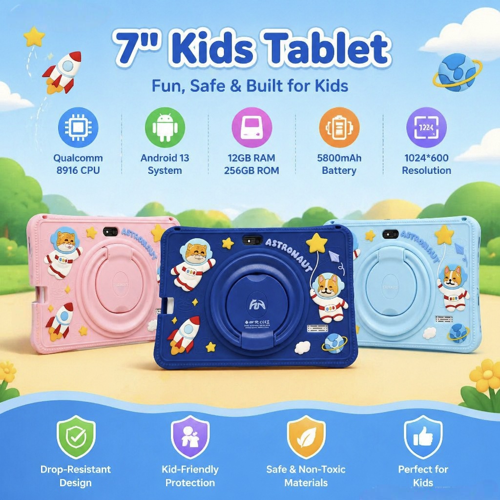 C Astronaut 12+256G 7-inch Android learning machine, gaming gift, WiFi, drop-proof and waterproof tablet computer.