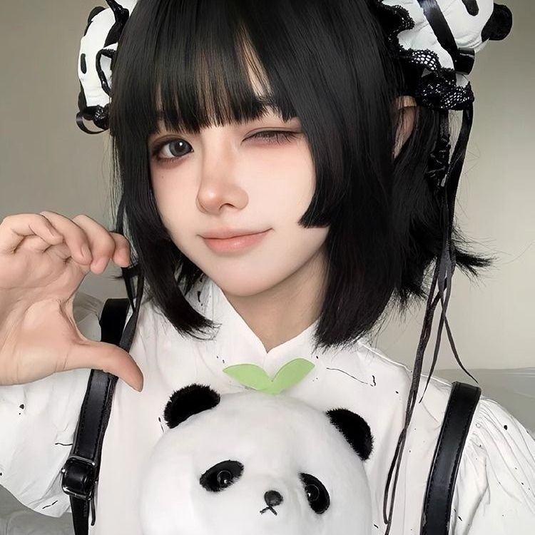 假发女短发日系lolita减龄Bobo头仿真人发cos中华娘全头套|undefined