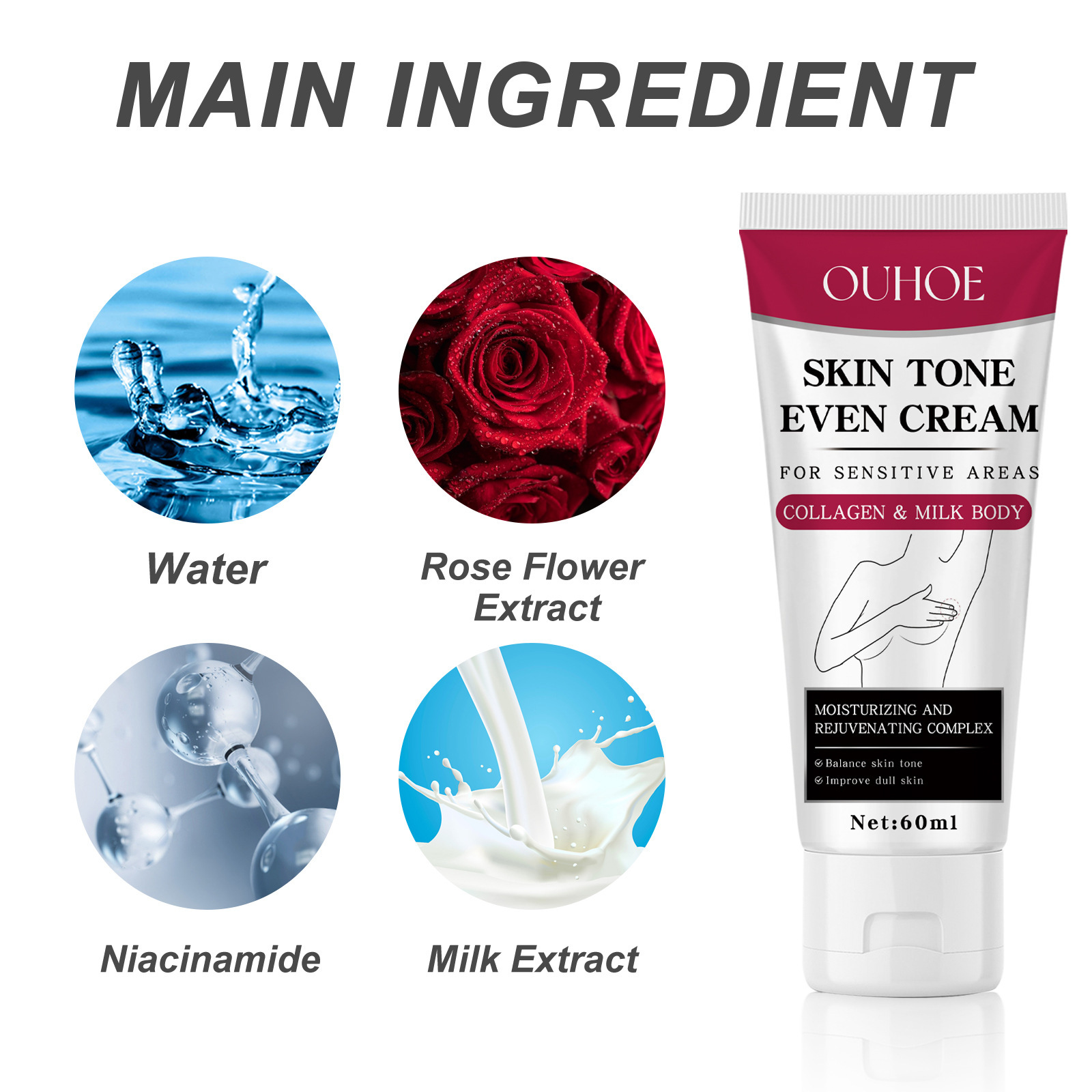 OUHOE Brightening Beautifying Cream for Repairing and Desalinating Darkness in Underarm, Elbow, Joint, Moistur_voghion.com