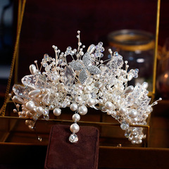 Elegant handmade lace bridal updo accessories, Korean-style beautiful princess wind minimalist main bridal gown and accessories