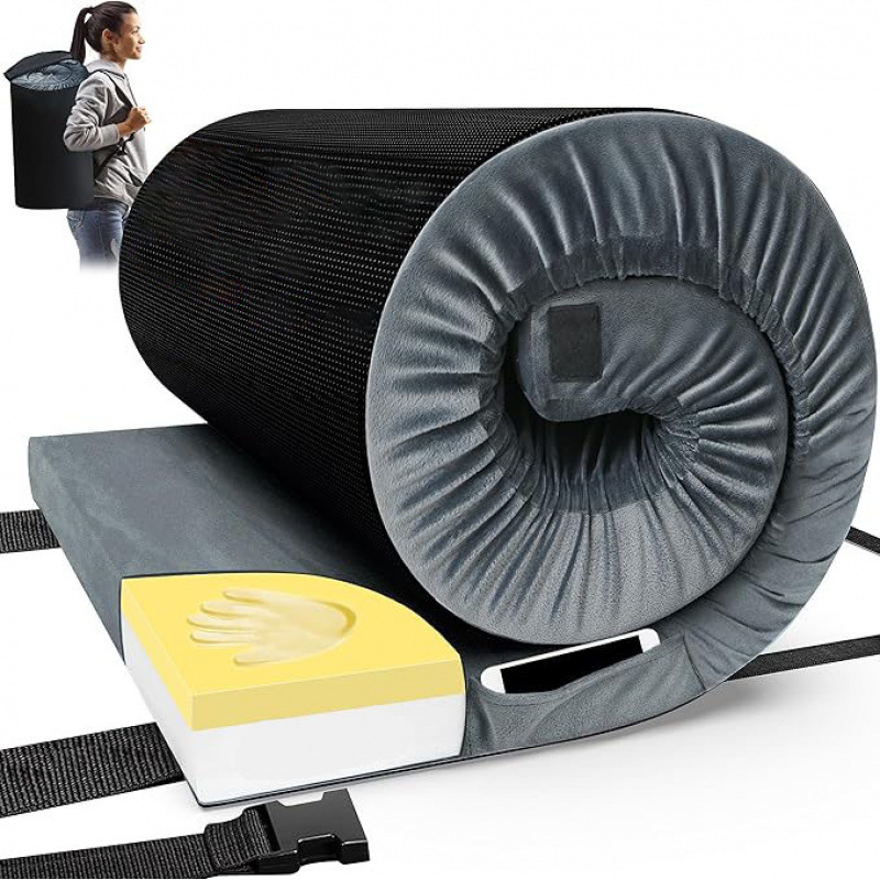 Memory Foam Camping Mattress for Adults Portable Rollable Overnight Camping Car Bed with Travel Bag