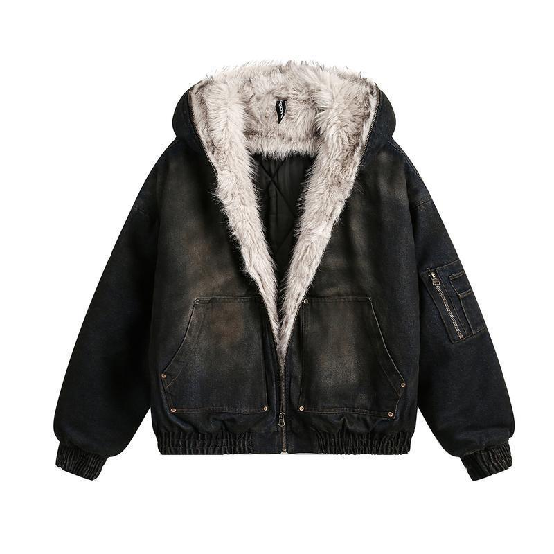 Z 31130 Hooded Fur Collar Cotton Jacket 毛领连帽棉服 跨境代