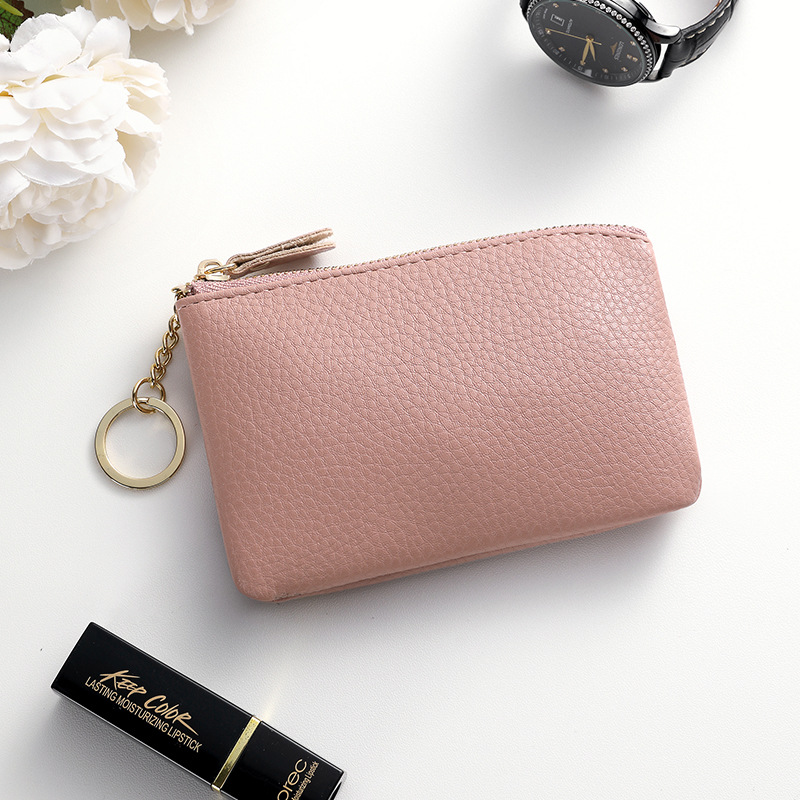 Monedas de cremallera de llave compacta, bolso de cambio de mujer, bolso de cambio de mamá, bolso de almacenamiento delgado mini bolso de cambio