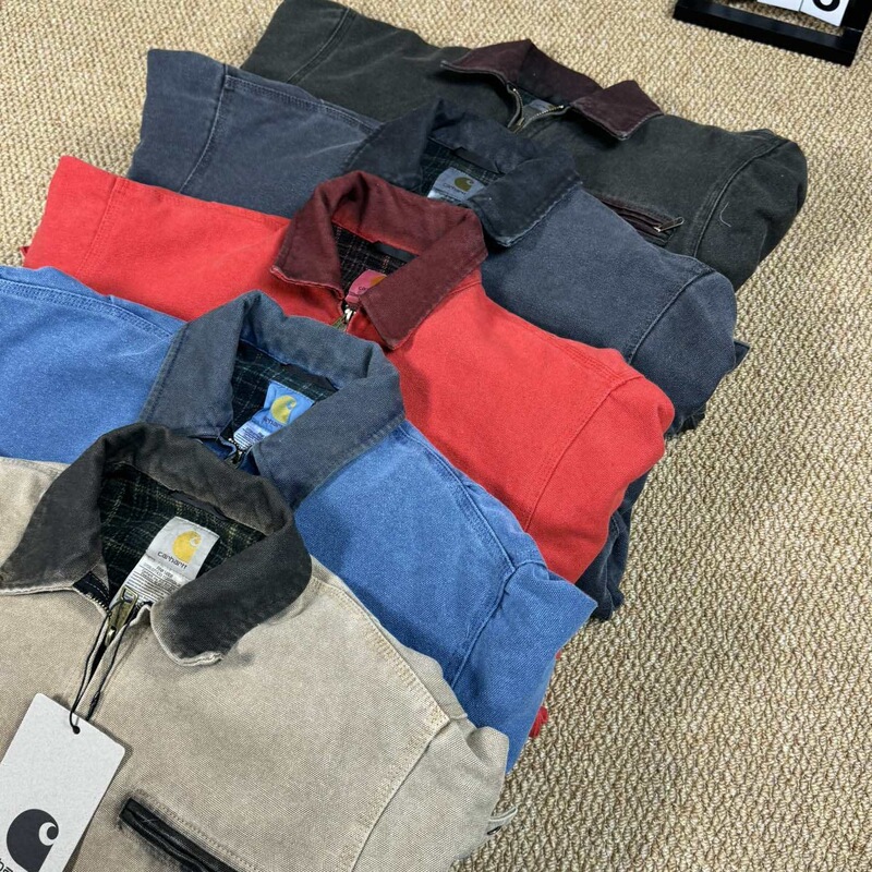 Carhartt Men's Jacket J97 Washed Jacket Detroit Vintage Distressed Vintage Canvas Workwear Jacket