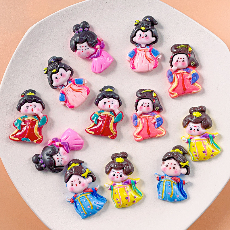 Venta directa nueva superficie brillante Dinastía Tang Dancing Girl accesorios de resina DIY Dinastía Tang belleza teléfono caso horquilla accesorios para el cabello parche