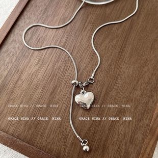 "Trend of the times!" Love pendant pull necklace for women simple niche light luxury high-end long titanium steel necklace