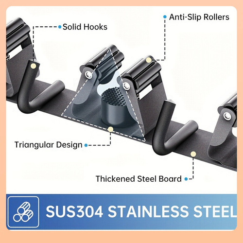 ✅ Cross-border stainless steel mop holder, mop clip, broom hook, bathroom wall-mounted floor mop storage rack